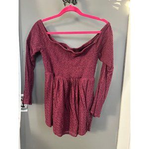 torrid size 0 purple burgundy babydoll off the shoulder blouse top